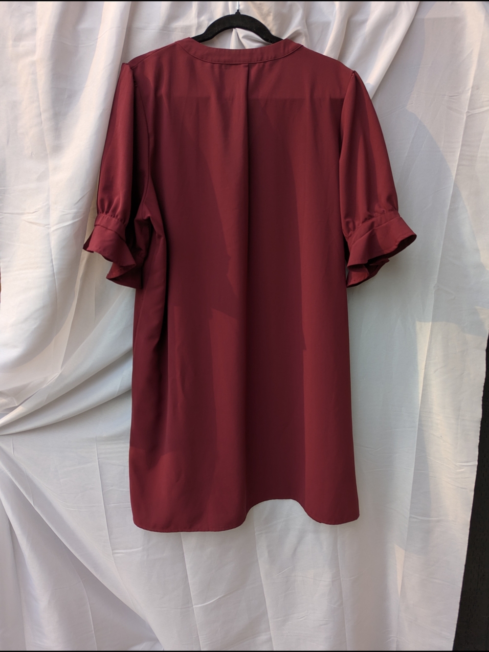 Famulily Split V Neck Ruffle Sleeve Shift Dress Romantic Poetcore Corporate Chic - Picture 12 of 14